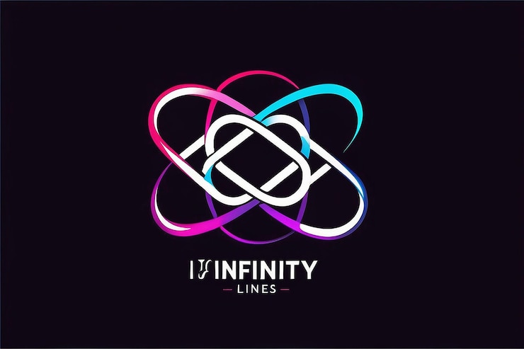 Foto gradiente líneas infinitas diseño de logotipo símbolo de infinito fabricación a partir de líneas concepto diseño de logotipo plantilla de logotipo