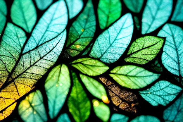 Gradiente mágico hojas acuarela diseño 3d ilustrado