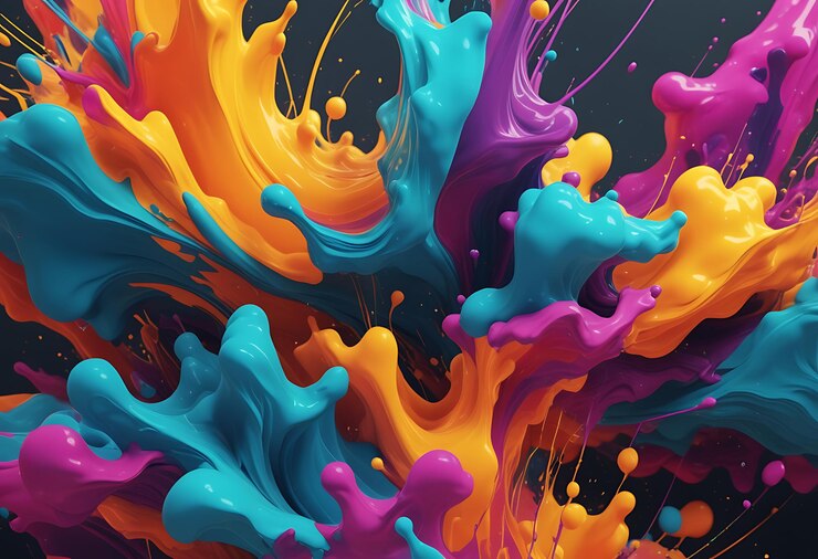Gradiente de salpicaduras de líquido moderno Coloroso fondo líquido ondulado 3D y fondo abstracto realista