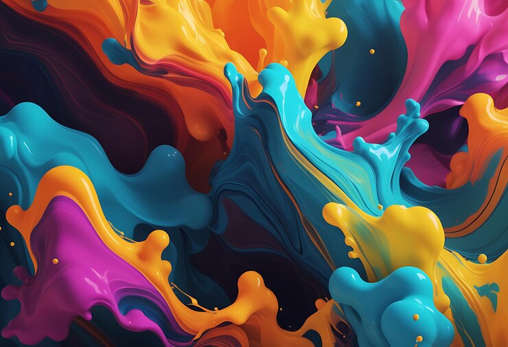 Gradiente de salpicaduras de líquido moderno Coloroso fondo líquido ondulado 3D y fondo abstracto realista