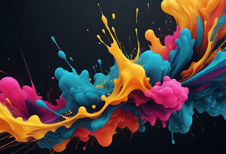 Gradiente de salpicaduras de líquido moderno Coloroso fondo líquido ondulado 3D y fondo abstracto realista
