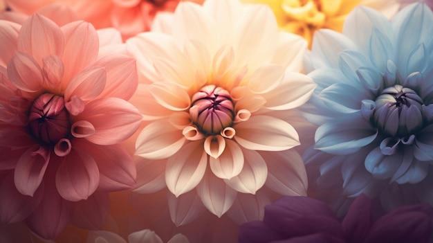 gradientes de color en un jardín de flores en flor