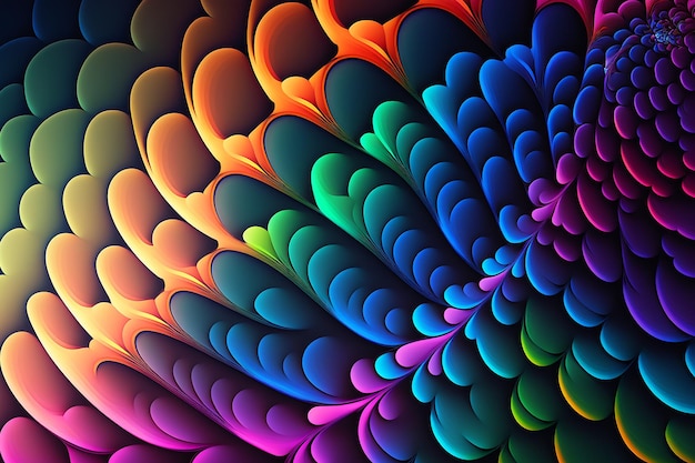 Foto gradientes de cores abstratas do padrão fractal criados com tecnologia generative ai