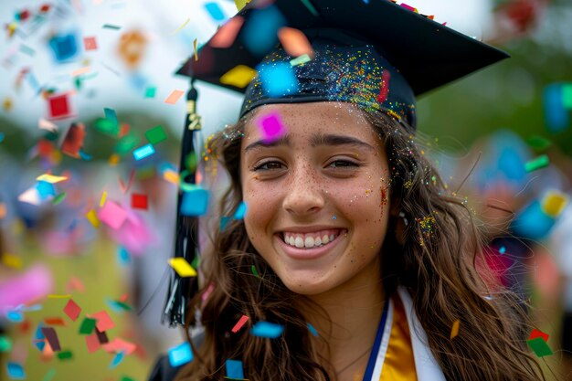 Graduação alegre Capturando a emoção de um aluno feliz celebrando uma conquista