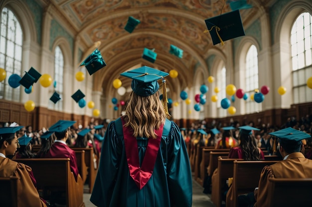 Foto graduação no conceito de ensino médio e universitário