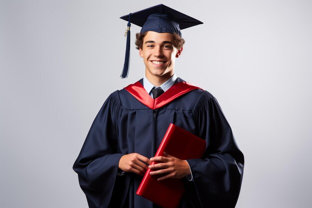 Foto graduación de educación y concepto de personas feliz estudiante graduado masculino indio en birrete y ba