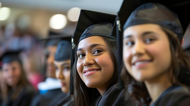 Foto graduada de faculdade com confiança em chapéu e vestido na cerimônia de formatura