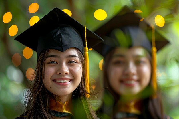 Graduado alegre capturando la celebración de un estudiante feliz logrando sus metas