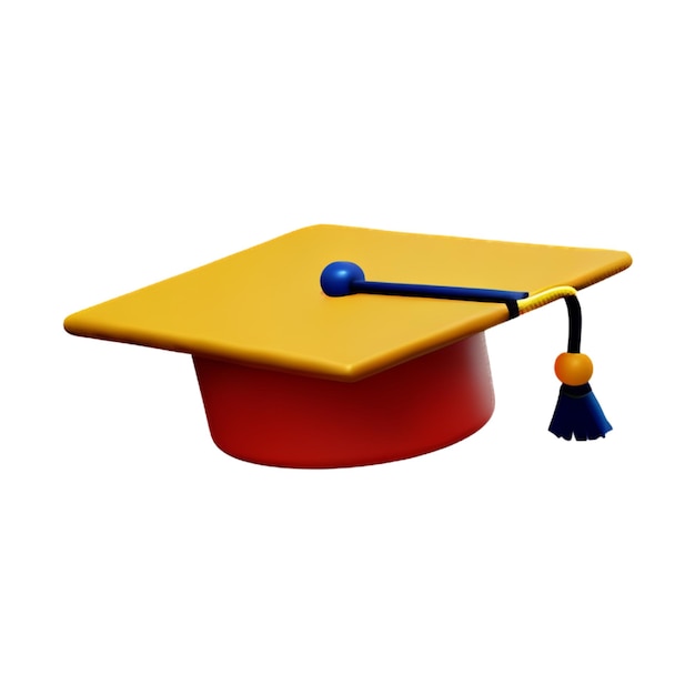 Graduado de la escuela secundaria o universidad cap aislado sobre fondo blanco.