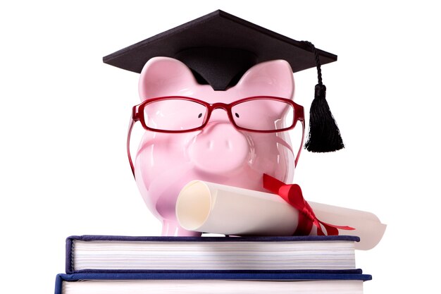 Foto graduado piggy bank