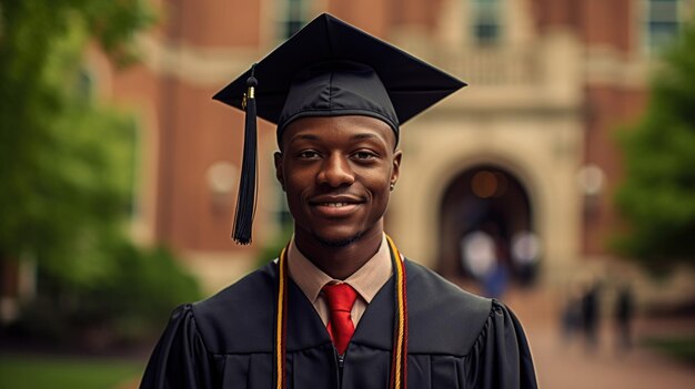 Graduados afroamericanos con gorra y túnica