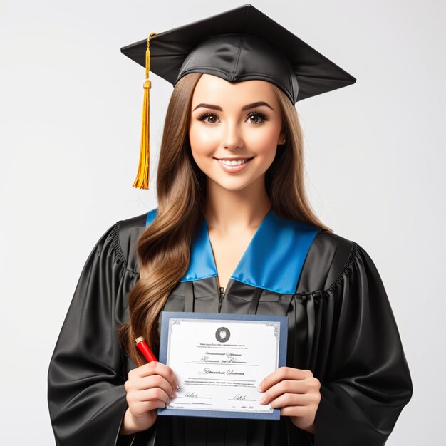 Graduarse obtención de un título o diploma aislado en fondo blanco