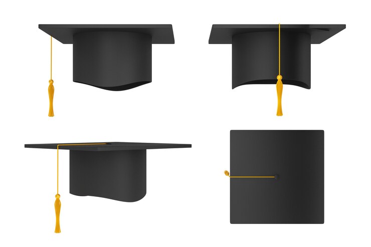 Foto graduation academic caps auf weißem hintergrund