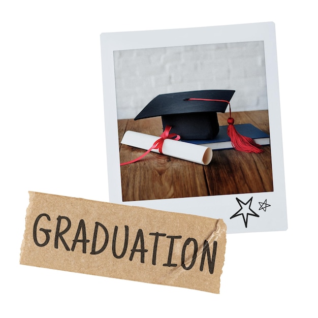 Graduation cap png scroll foto instantânea em fundo transparente