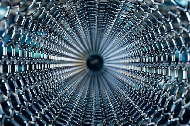 Grafeno molecular nano tecnología de la estructura en un azul