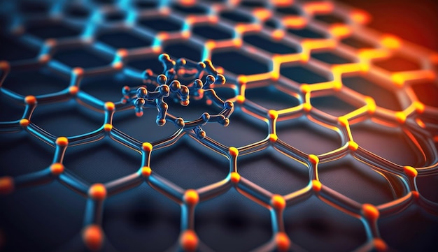 Grafenstruktur Nanotechnologie und zukünftige Technologie in der Makroansicht