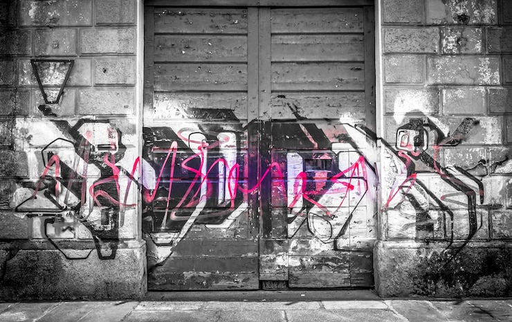 Foto graffiti auf der tür