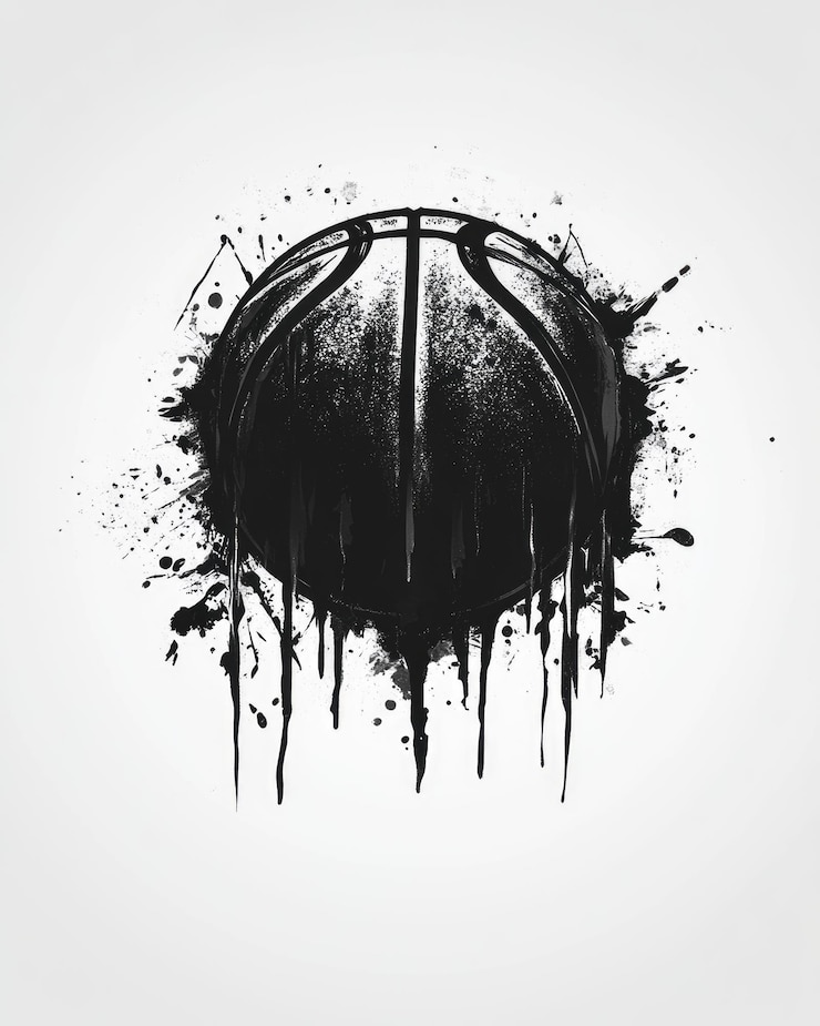 Foto graffiti-basketball-schwarz-spray-malerei-ikonen des basketballballs