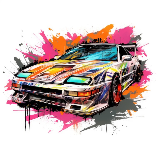 Graffiti Explosion Vibrant JDM Pixels Desencadeado em uma tela selvagem, barulhenta e movimentada