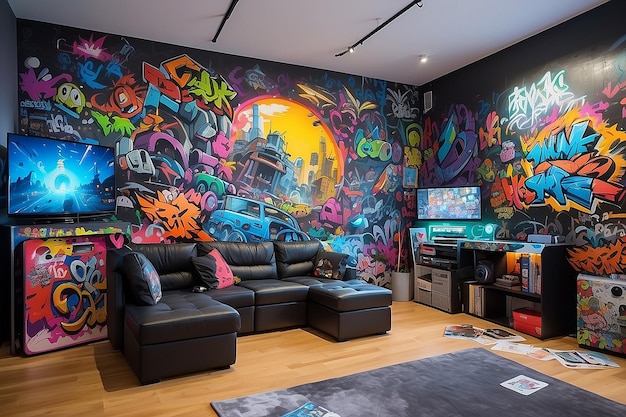 Graffiti Gamers Paradise Arte de parede inspirada em jogos