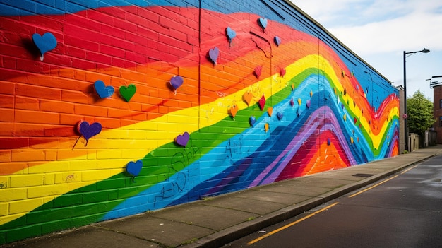 Graffiti en la pared del día del orgullo colores del arco iris lgtbi