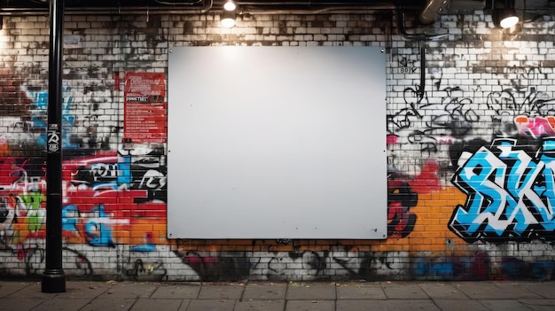 Graffiti-Wand mit großer weißer Tafel