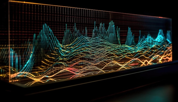 Gráfico 3D Mesa luces de neón Generativo Ai