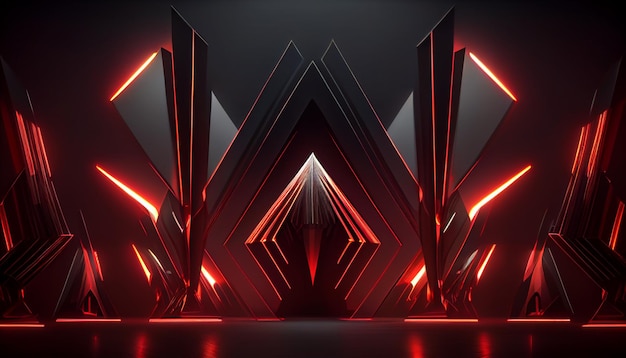 Un gráfico 3D de una pared con luces rojas.