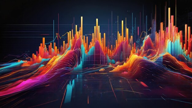 Un gráfico abstracto futurista con colores brillantes y líneas dinámicas que representan el ritmo rápido y