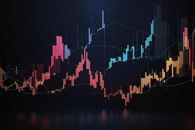 Gráfico abstrato do mercado de ações em fundo escuro