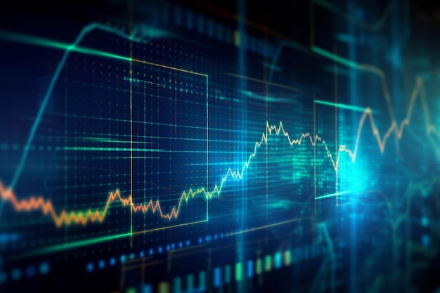 Gráfico de acciones de cambio y moneda generado digitalmente para finanzas y economía