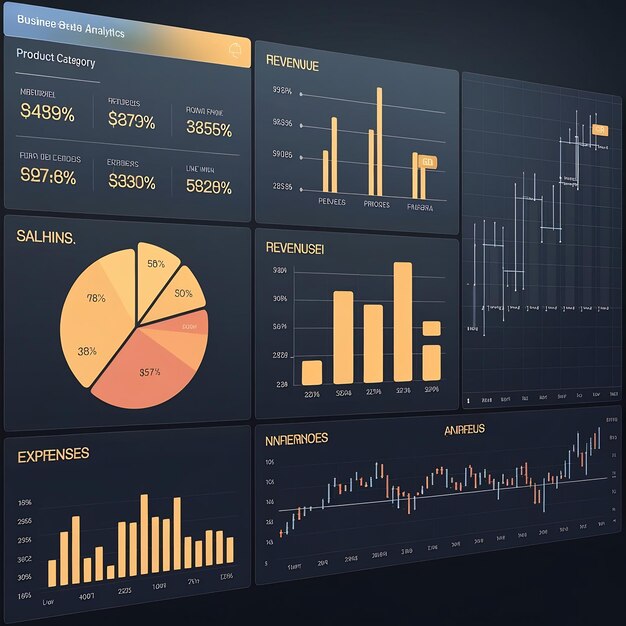 Gráfico de análisis de datos de finanzas empresariales Tablero de finanzas de KPI con gráficos en pantalla virtual