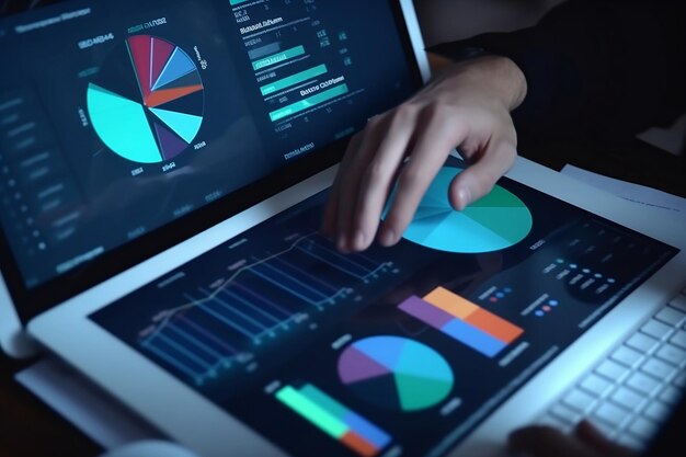 Gráfico de análisis empresarial y financiero desde la tableta