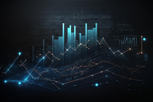 Gráfico ascendente financeiro e gráfico do mercado de ações Conceito de negociação bem-sucedida