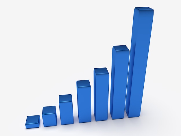 Gráfico azul com o progresso crescente isolado