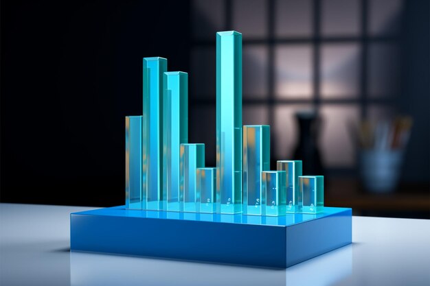 Un gráfico de barras aislado con una flecha de tendencia alcista muestra el concepto de crecimiento empresarial