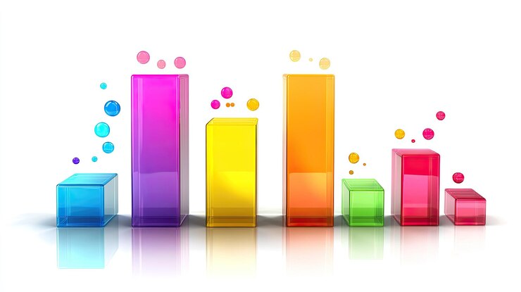 Foto un gráfico de barras con colores vibrantes en un fondo transparente que representa los datos de ventas