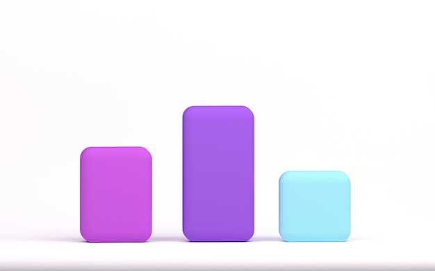 Gráfico de barras de crecimiento 3D sobre fondo blanco aislado Inversión en el mercado intercambio de comercio renderizado gráfico de renderizado