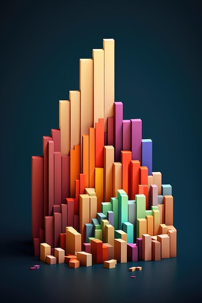 Gráfico de barras estilizadas que muestra las tendencias del mercado creadas con inteligencia artificial generativa