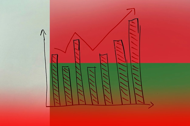 Gráfico de barras de Madagascar con subidas y bajadas desarrollando y mejorando el concepto ascendente