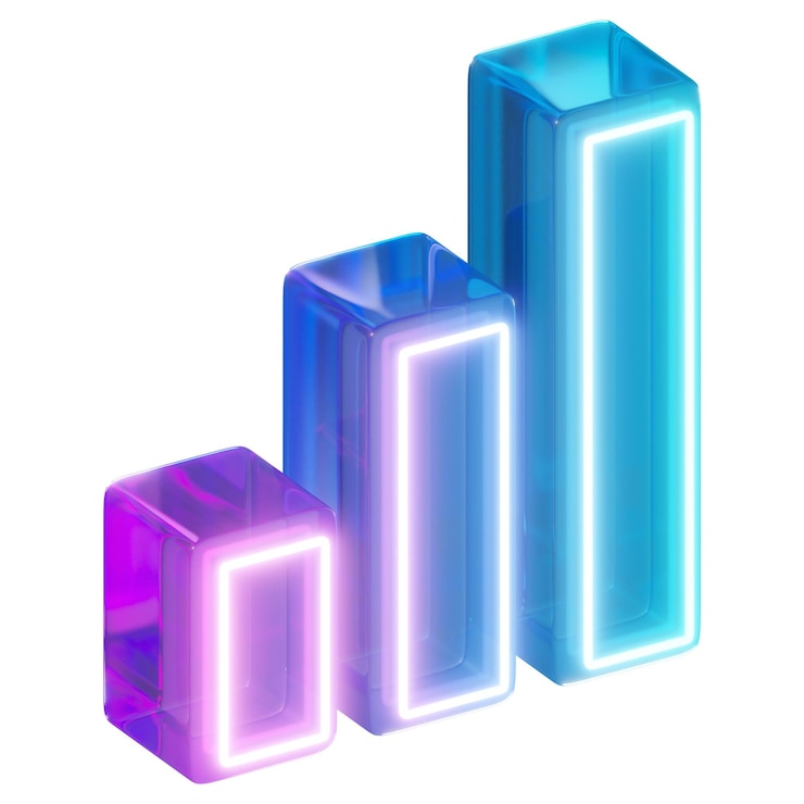 Foto gráfico de barras png elemento de neón 3d fondo transparente