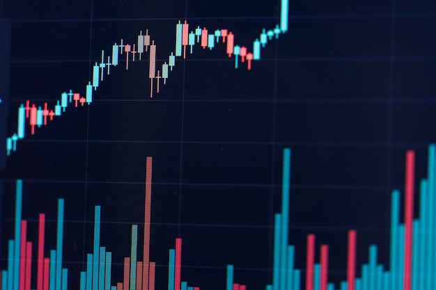 Gráfico de la bolsa financiera. Bolsa. Enfoque selectivo.