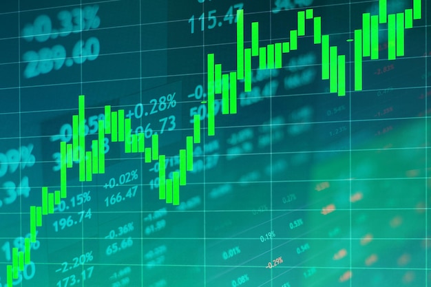 Gráfico bursátil en aumento sobre fondo oscuro en el contexto de las cotizaciones bursátiles