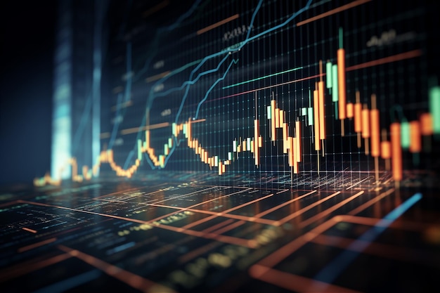 Gráfico bursátil o concepto de gráfico comercial IA generativa