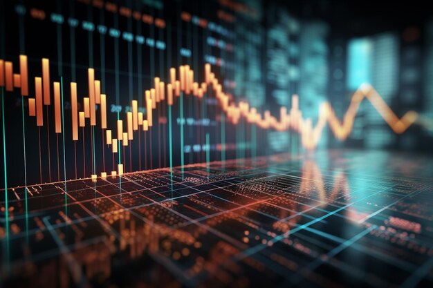 Gráfico bursátil o concepto de gráfico comercial IA generativa