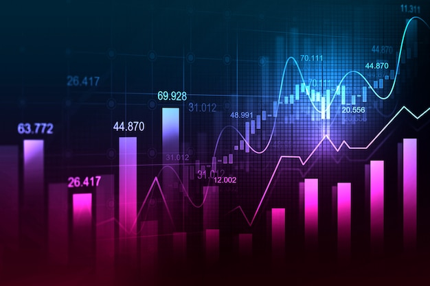 Gráfico bursátil o forex en concepto gráfico