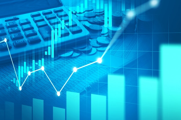 Gráfico bursátil o forex en doble exposición gráfica.