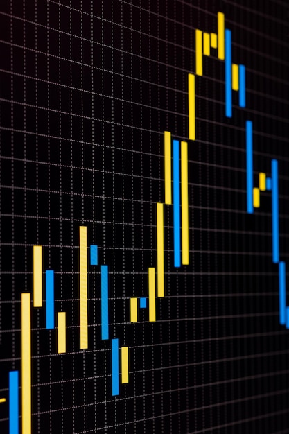 El gráfico de cambio como fondo. Programa financiero comercial