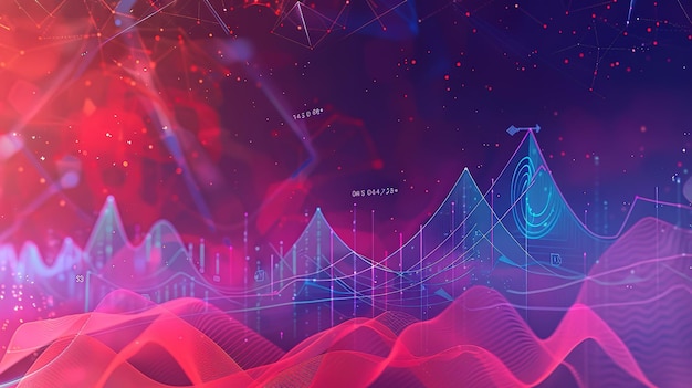 Gráfico de candlestick de negocios de las inversiones en el mercado de valores en fondo rojo tendencia al alza de