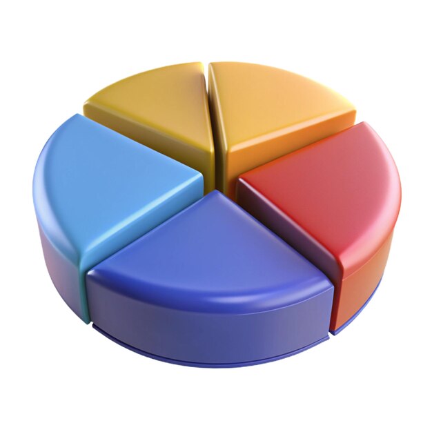 Gráfico circular 3D colorido Estadísticas de negocios y visualización de datos